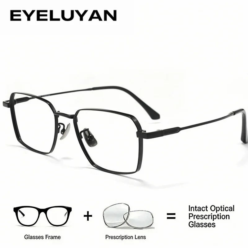 

EYELUYAN Men's Optical Prescription Glasses Titanium Frame Customized Recipe Eyeglasses Myopia Photochromic Eyewear