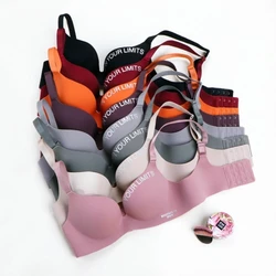 Simplicity Letters Printed Bra Sexy Deep V Thin Women's Lingerie Seamless Cup Surface Bralette No steel rings gather Brassiere