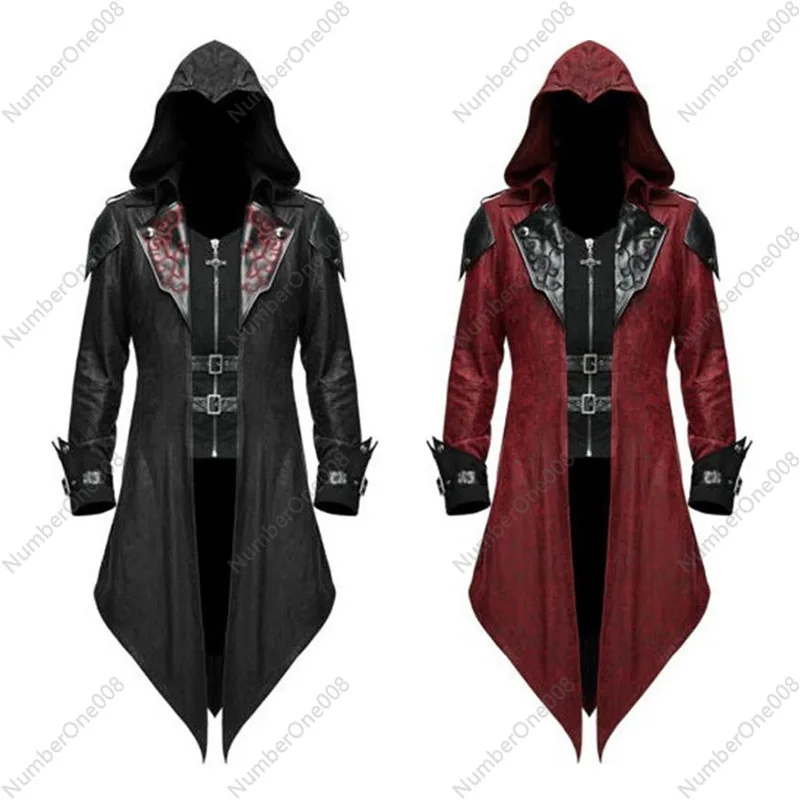 

Средневековое винтажное пальто в стиле милитари, плащ для косплея на Хэллоуин, готический панк, мужской костюм для сценических выступлений