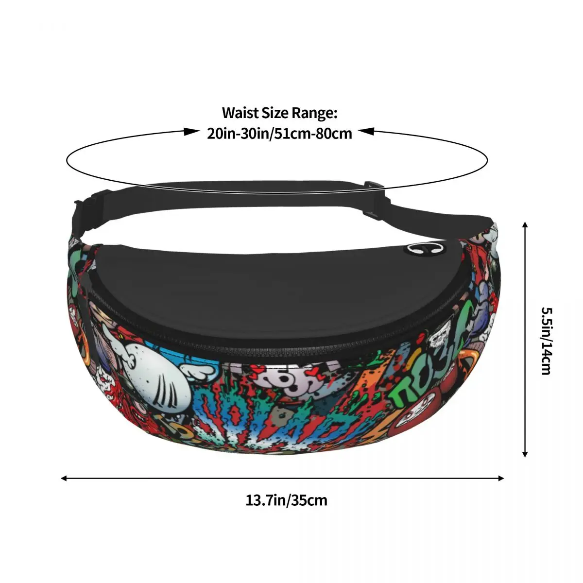 Niestandardowe 70-tych retro komiksowych nadruków graffiti Fanny Pack Mężczyźni Kobiety Comic Street Art Crossbody Torba na biodra na telefon kempingowy Saszetka na pieniądze