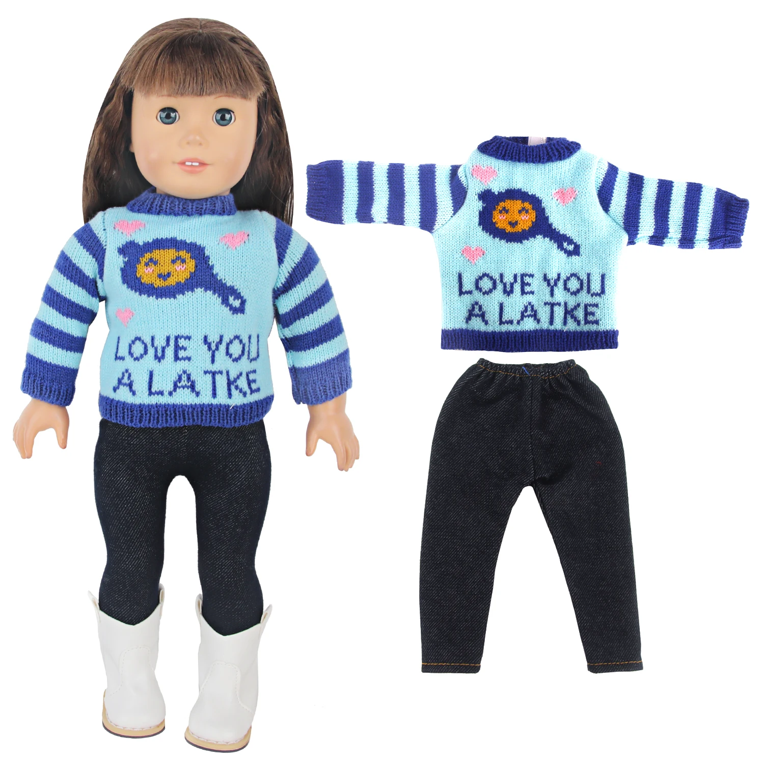 18インチアメリカンドール服スーツ2 クリスマス服ドレス+1靴+1ブーツ服飾衣装43cmベビー新生児人形おもちゃ用