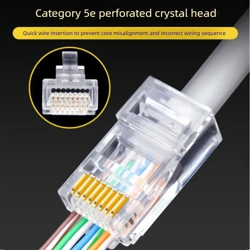 Cat6/Cat5/Cat5e Direct Shielded Connector Network Crystal Suitable for Gold-plated Crimped UTP Ethernet Modular Plug RJ45