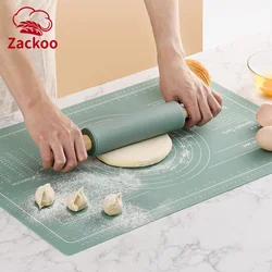 Zackoo Silicone Kneading Pad Non-stick Rolling Pins Dough Mat Set Baking Tools Anti-Slip Pastry Boards for Pizza Pastry Bread