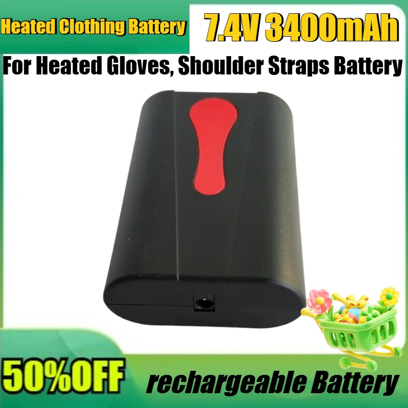 

New 3400mAh 7.4V Heated Clothing Lithium Battery for Heated Gloves, Shoulder Straps DC3.5 Plug High Quality Battery
