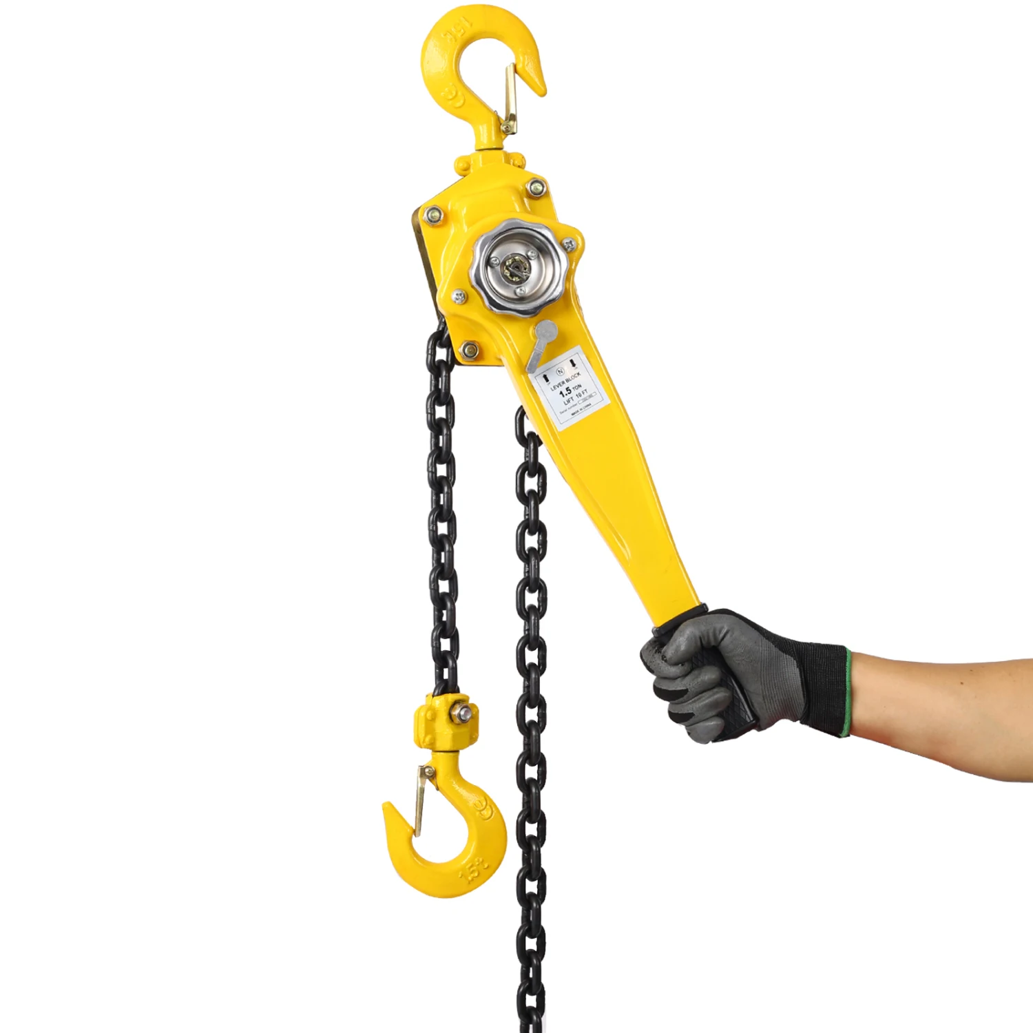 Rantai tuas Hoist 1 1/2 Ton 3300lbs kapasitas rantai 10 kaki datang bersama dengan kait tugas berat Tuas Ratchet blok rantai Hoist Lift P