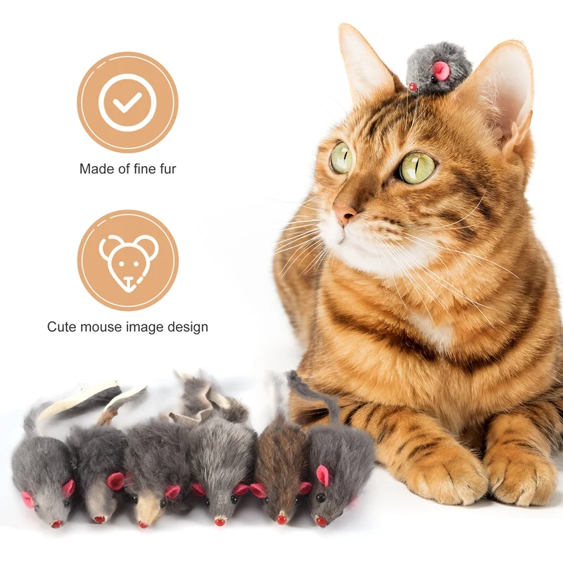 Real  Fur Mice Cat Toys Pet Toy Children's Toys 12-Pack