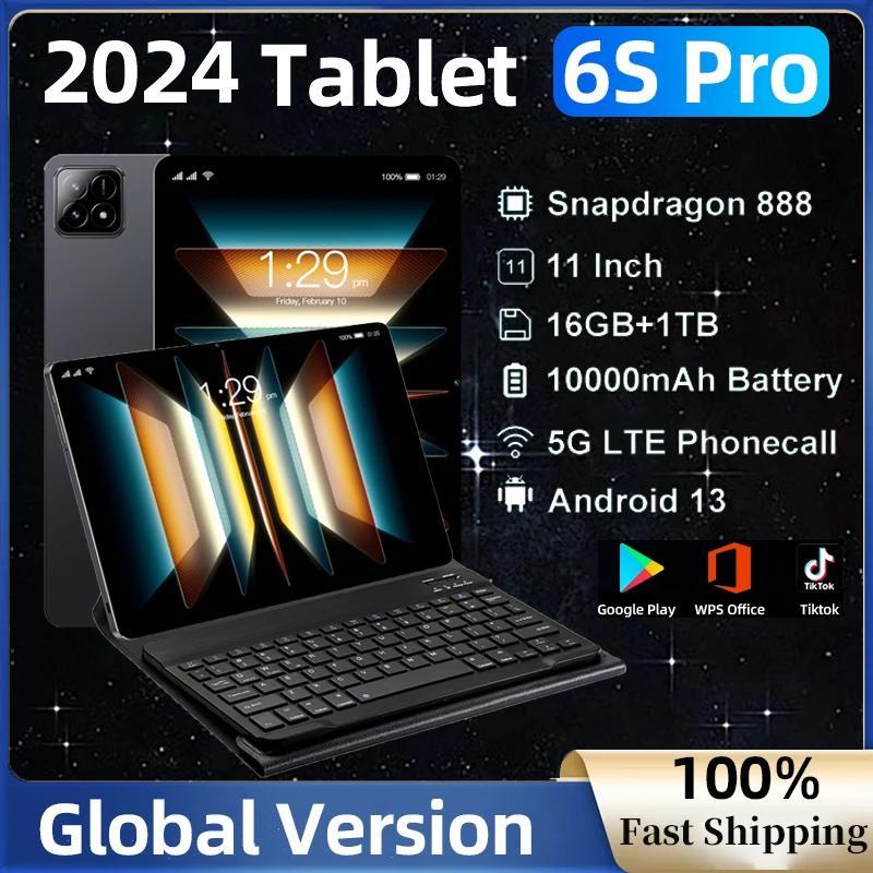 

New 2025 Global Version Tablet PC Xioaml Pad 6S Pro Snapdragon 888 Android 14 20000mAh 16GB+1TB 5G Dual SIM Card HD 4K Mi Tab