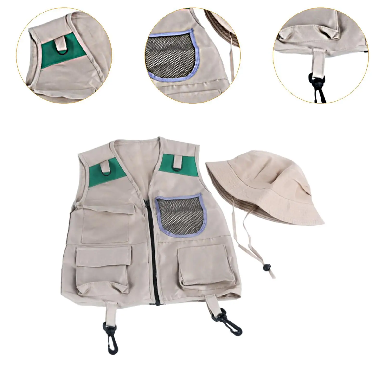 Outdoor Exploration Children Vest and Hat Interactive Educational Toy Set for Kids Role Play for Backyard Discoveries