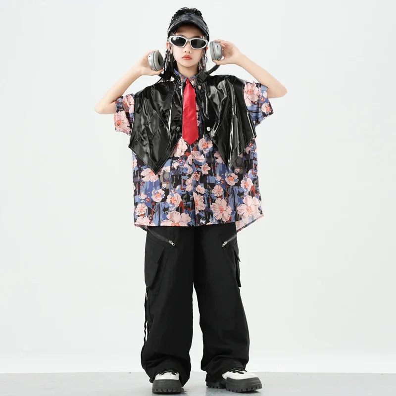 Jungen Hip Hop Kleidung Weste Drucken T-shirt Cargo Hosen Mädchen Street Dance Kleidung Sets Kinder Jazz K-pop Kostüme Kinder streetwear