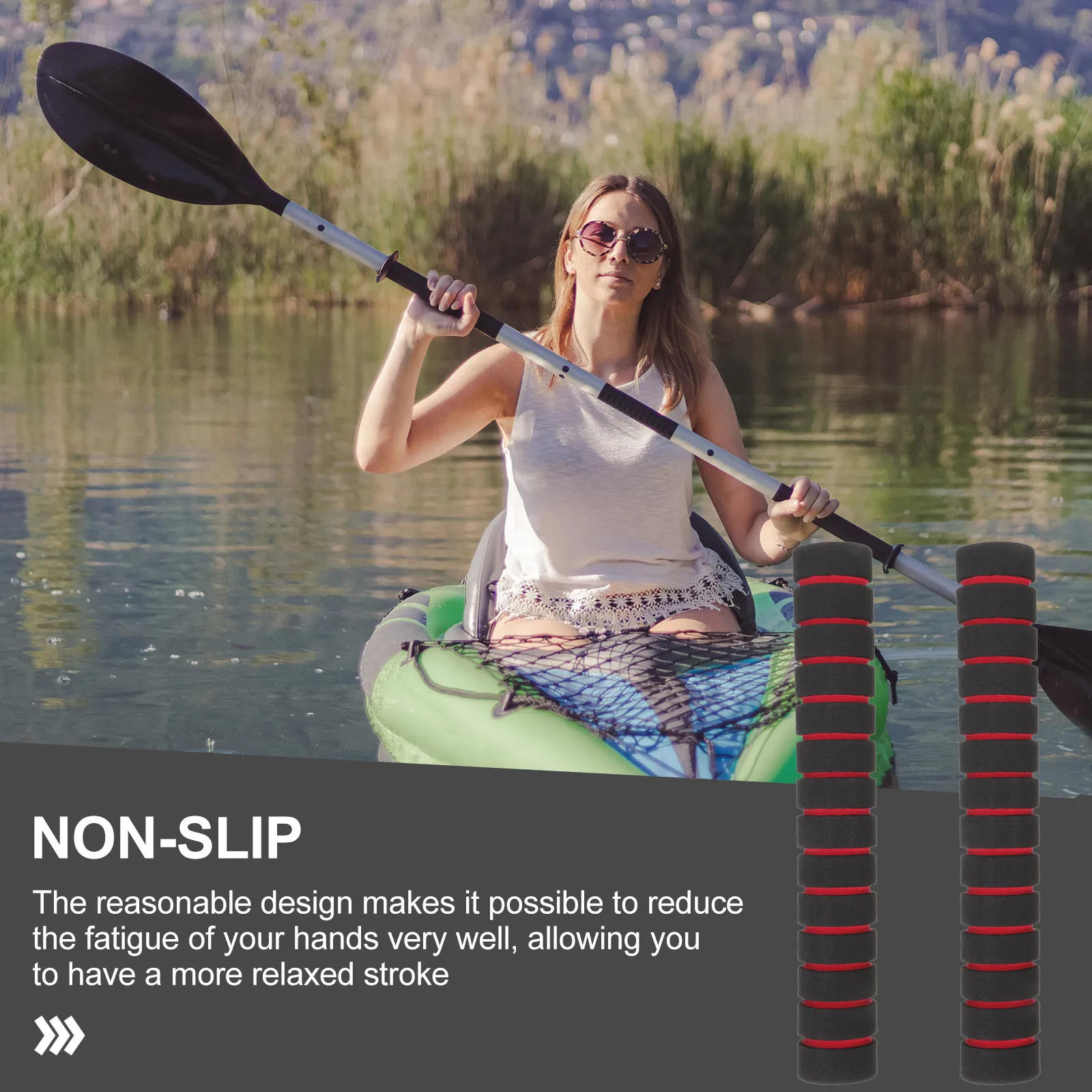 1Pair Sponge Kayak Paddle Rod Protective Covers Comfortable Non-Slip Grip Prevent Blisters Improve Control Kayaking Accessories
