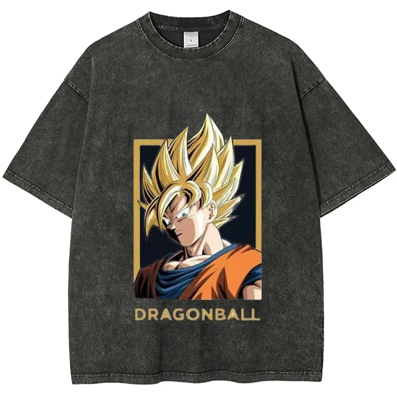 

Винтажные футболки унисекс с принтом Dragon Ball Goku Saiyan, летние, оверсайз, с коротким рукавом, в стиле Y2K