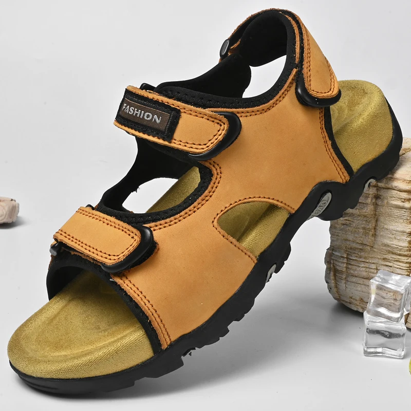 

Summer Men Sandals Breathable Roman Slippers Non-slip Classic Trekking Outdoor Comfortable Casual Walking Beach Leather Fashion