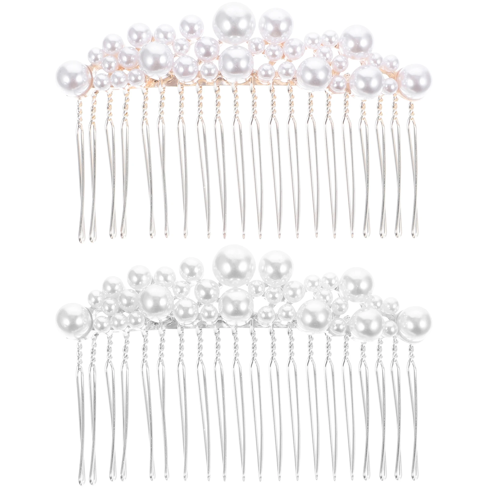 

2 Pcs Pearl Comb Hair for Women Bridal Combs Hairpin Wedding Accessory Clip Alloy