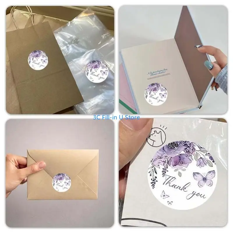 G8taありがとうステッカーフラワープリントラベルエンベロープステッカーシーリングステッカーギフトパッケージのラベルありがとう