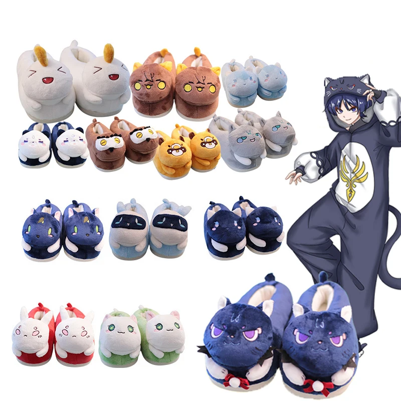 

Genshin Impact Fluffy Plush Slippers Scaramouche Zhongli Barbatos Cosplay Cartoon Kawaii Couple Home Shoes Gift