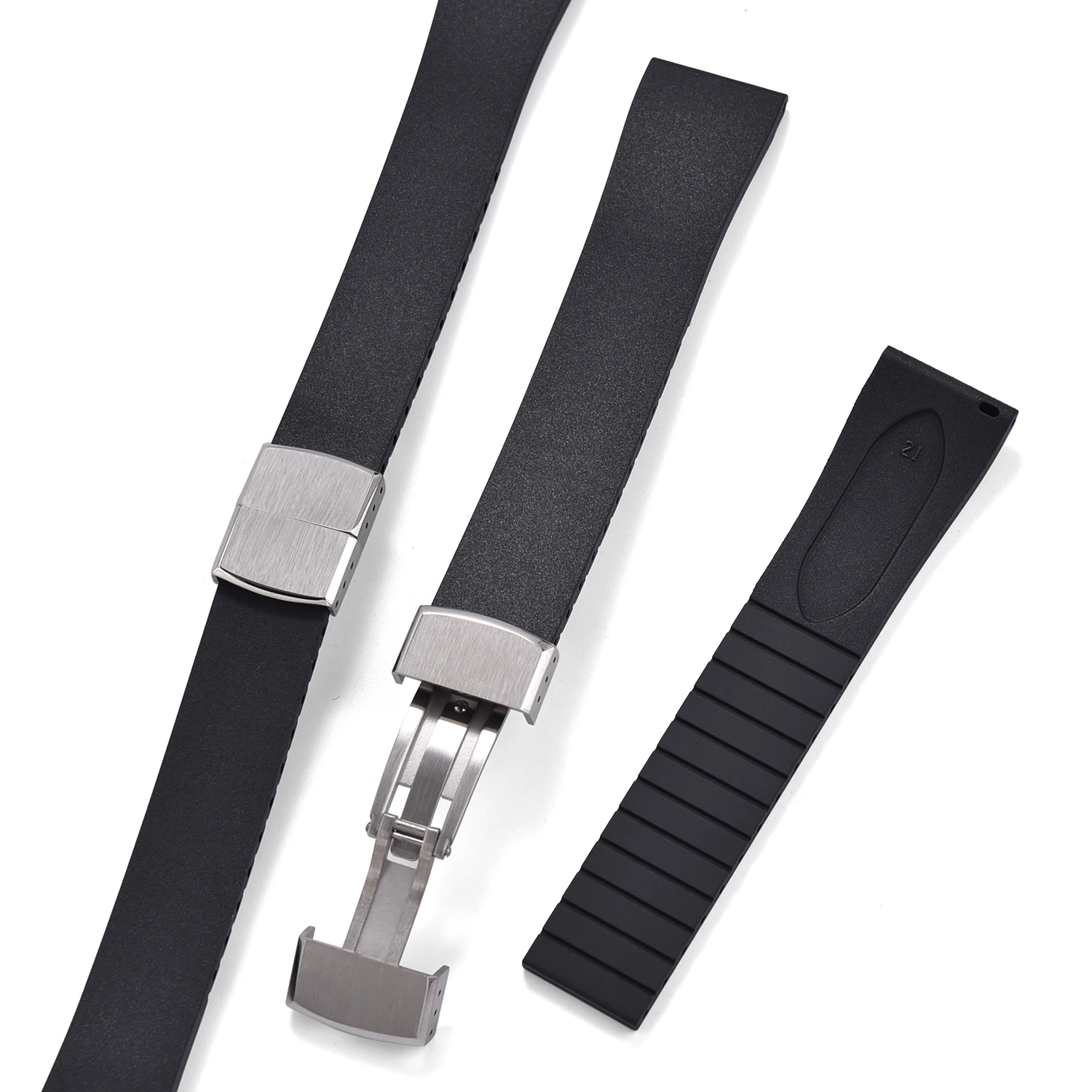 16-22mm 15 Colors Customizable CTS FKM Watch Strap Dual Butterfly Clasp Support Logo Printing In Stock