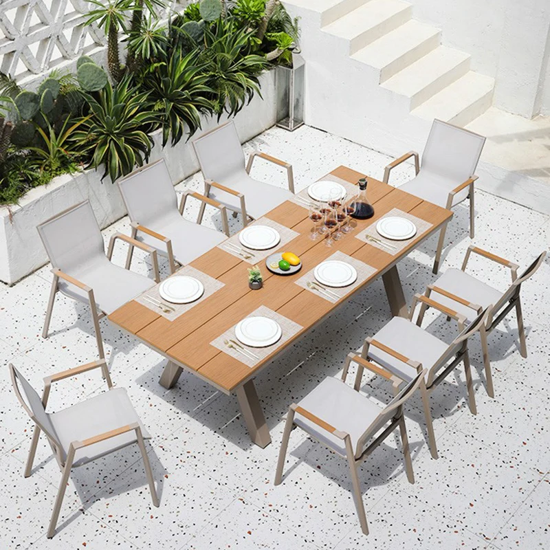 Outdoor aluminum alloy preservative wood dining table dining chair