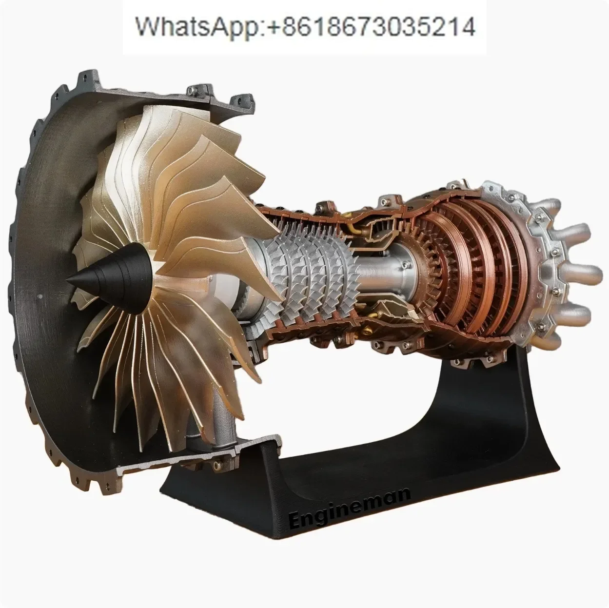 Aircraft engine model, mini aviation airborne turbofan, assembled and movable