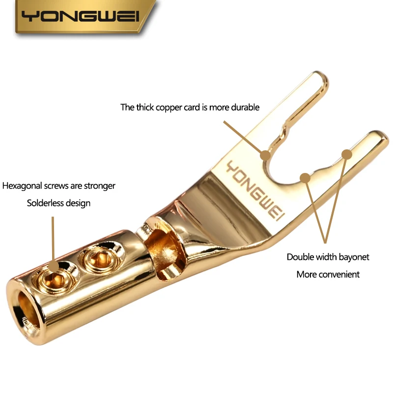 YONGWEI النحاس Y-التوصيل مطلي بالذهب مطلي بالذهب U-موصل المتكلم مكبر الصوت كابل الصوت لحام Y-التوصيل #3