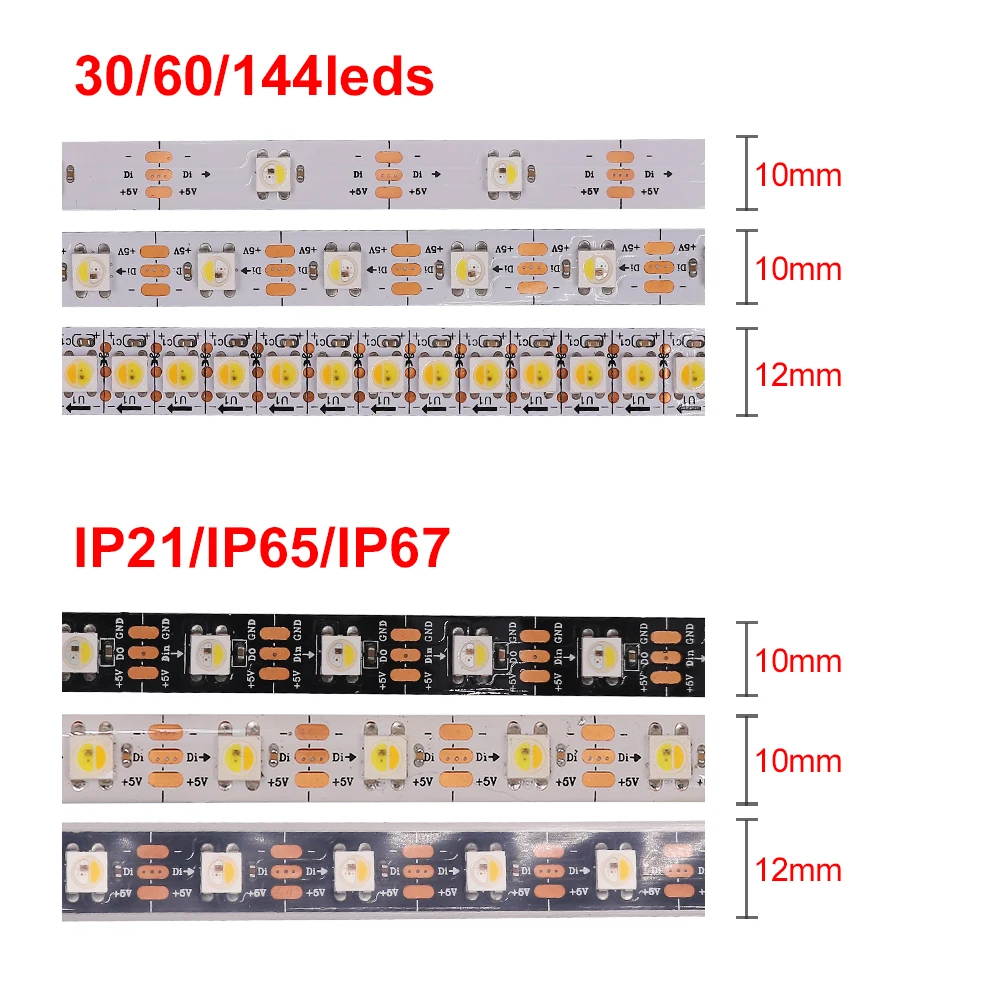 RGBW WWA RGBNW DC 5V 5050 Led Strip 4 in 1 Similar WS2812B 30/60/144Leds/Pixels/m Individual Addressable SK6812 Led Light