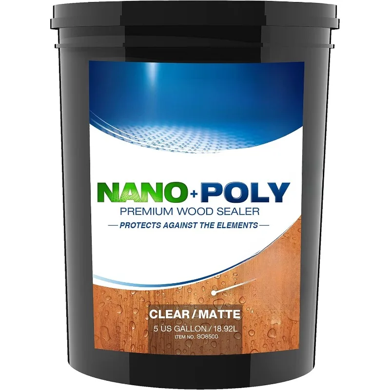 Nano+Poly Penetrating Wood Sealer with Polyurethane - Premium Waterproof Sealant -5 Gallon & Clear