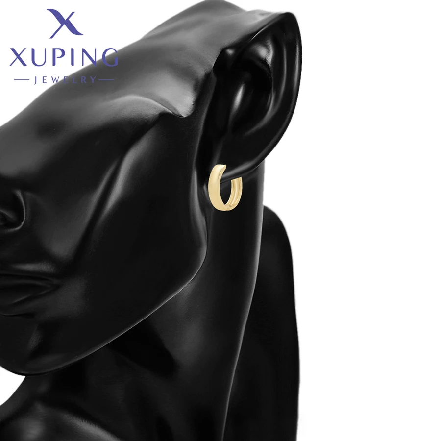 Xuping Jewelry New Arrival Promotion Simple No Stone Light Gold Color Huggies Earrings for Women Girl Party Gift X000756742