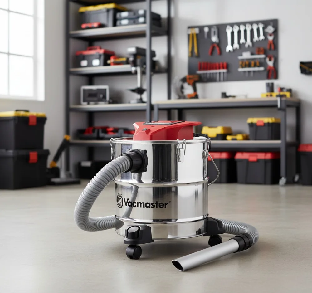 

5-Gallon Stainless Steel Ash Vacuum with 3.5 HP, Red Edition - Ideal for Grills and Fireplaces