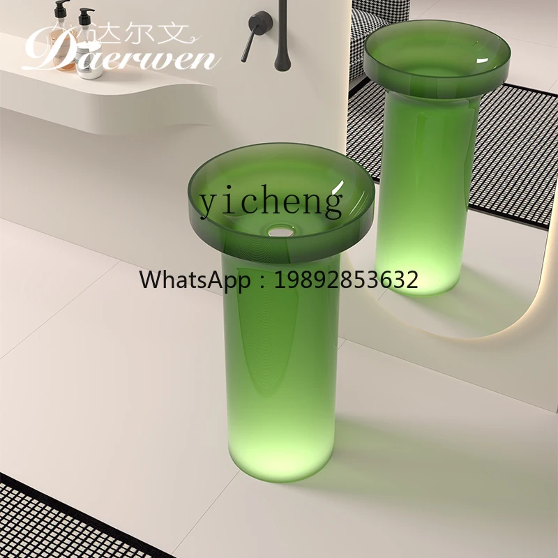 

J1 column basin transparent bathroom floor type integrated wash basin wash basin