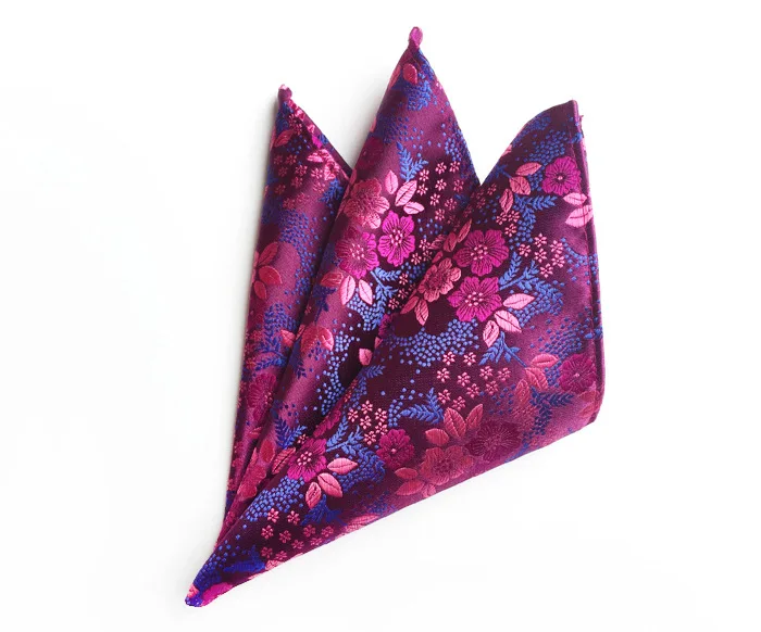 Pañuelo clásico de seda para hombre, pañuelo Floral de 25x25CM, Color rosa y azul, pañuelo cuadrado de bolsillo para regalo de fiesta de boda