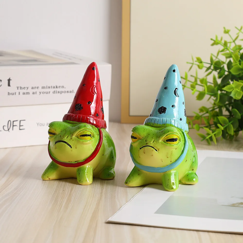 Creative cute garden courtyard pointed hat little frog decorative ornament balcony succulent potted plant landscape accessories
