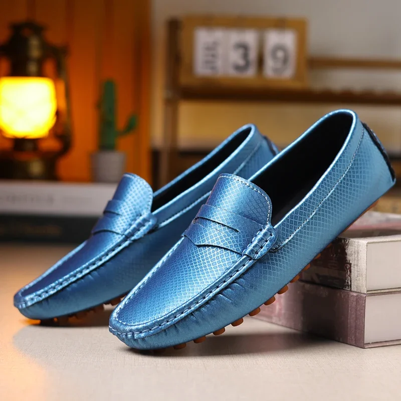 MAEDEF Fashion Men Leather Casual Shoes Soft Lightweight Breathable Slip-on Mens Driving Shoes Comfortable Loafers Moccasins