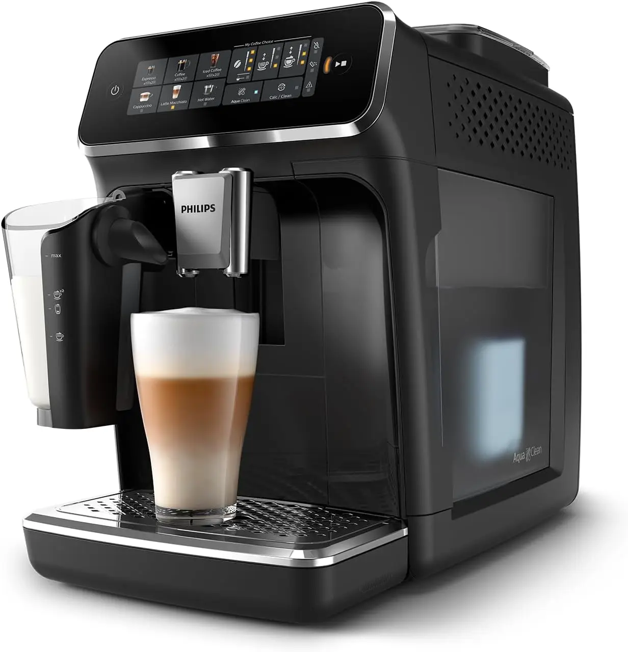 Fully Automatic Espresso Machine -Milk System, 5 Coffee Varieties, Intuitive Touch Display, , 100% Ceramic Grinder, Filter