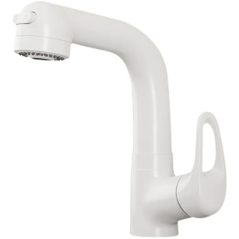 

White single hole washbasin faucet bathroom cabinet washbasin faucet lift pull type