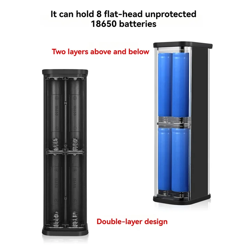 B50B-Digital Display 22.5W Fast Charging 8 Slots 18650 Power Bank Case DIY Battery Box USB Type C DC5.5X2.1 Output