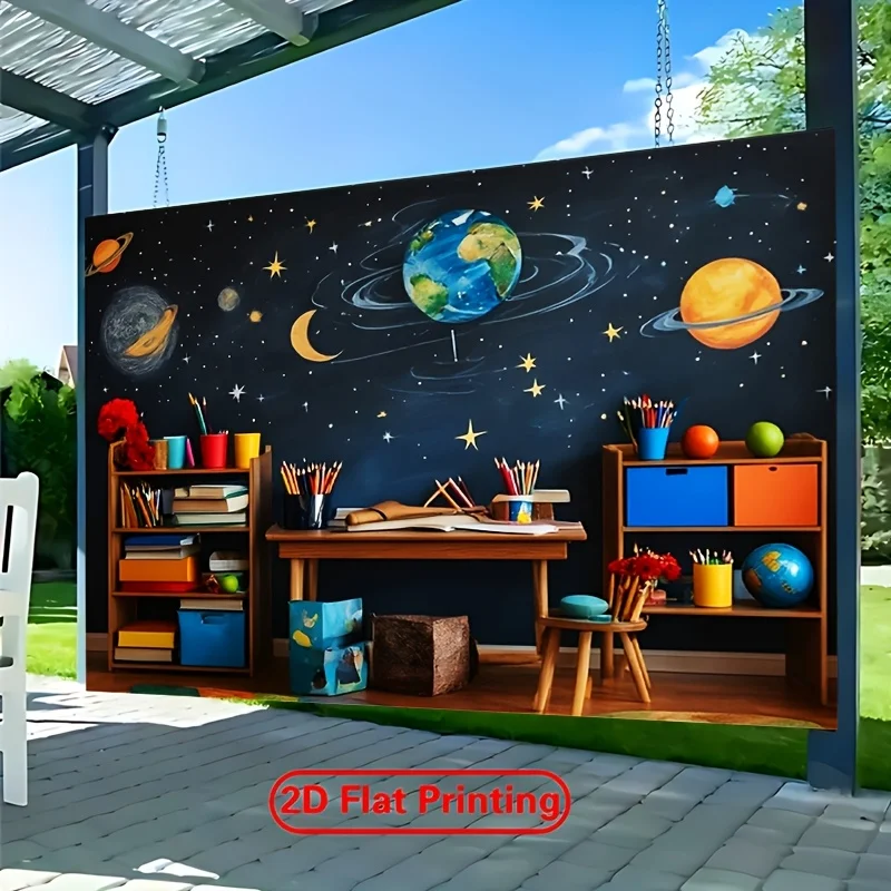 Astronomy Classroom Mural Canvas Decor for Kids Nursery Room Science Education Wall Art Galaxy Space Planets Moon Stars