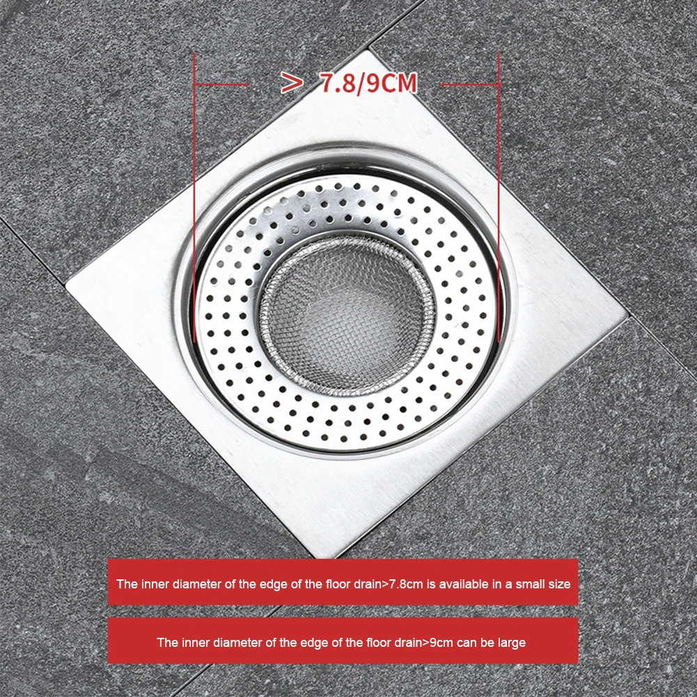 1PCS 9cm Household Stainless Steel Sink Filter Pool Bathtub Bathroom Sewer Floor Drain Kitchen Anti-clog Slag Strainer Tools