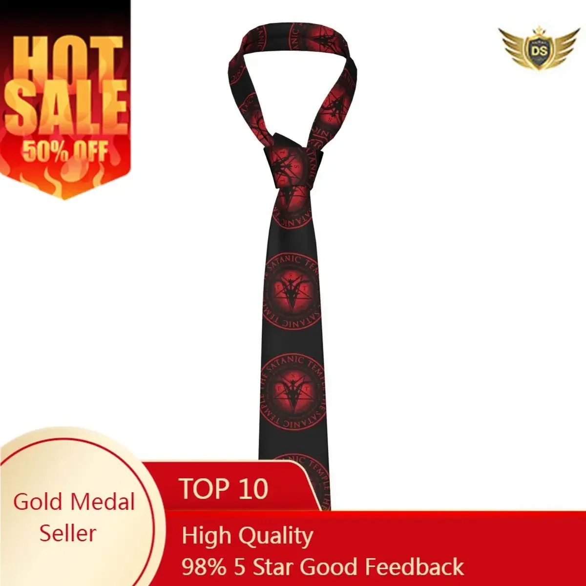 

Classic Tie for Men Silk Mens Neckties for Wedding Party Business Adult Neck Tie Casual Baphomet Satanic Tie