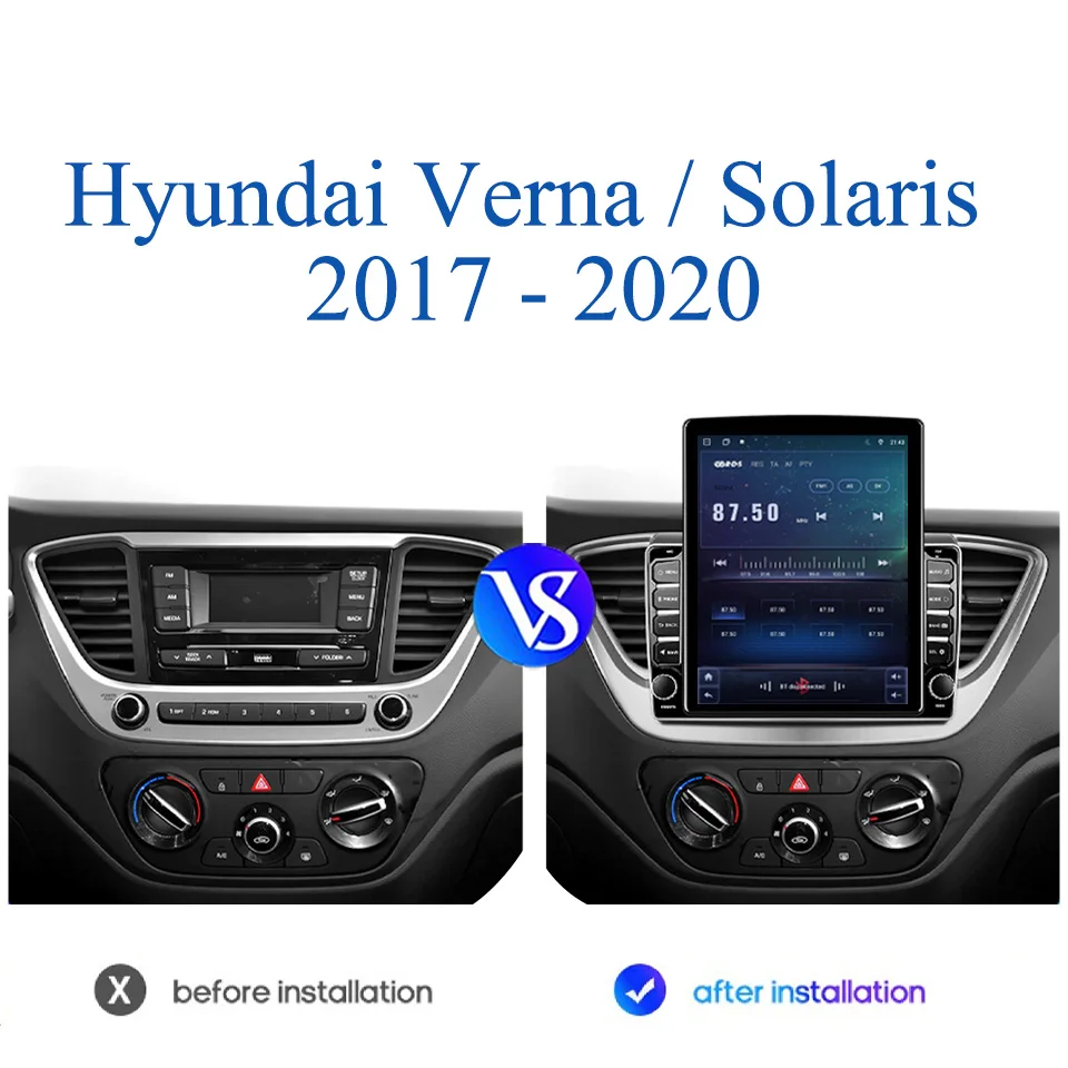 Android 14 8G Ram 128GB Car Radio For Hyundai Verna Solaris 2017 - 2020 Auto GPS Navigation Multimedia DVD Player Tape Carplay