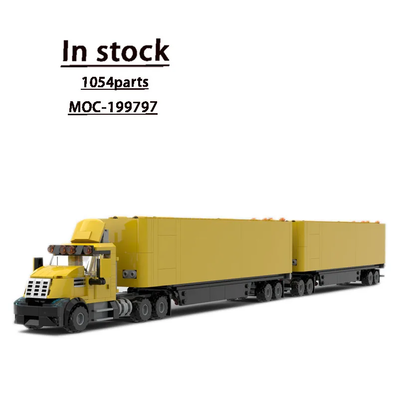 

MOC-199797 Yellow New Model Toll Road Double Trailer Building Block, 1054 Parts, MOC Creative Boys Children's Christmas Toy Gift