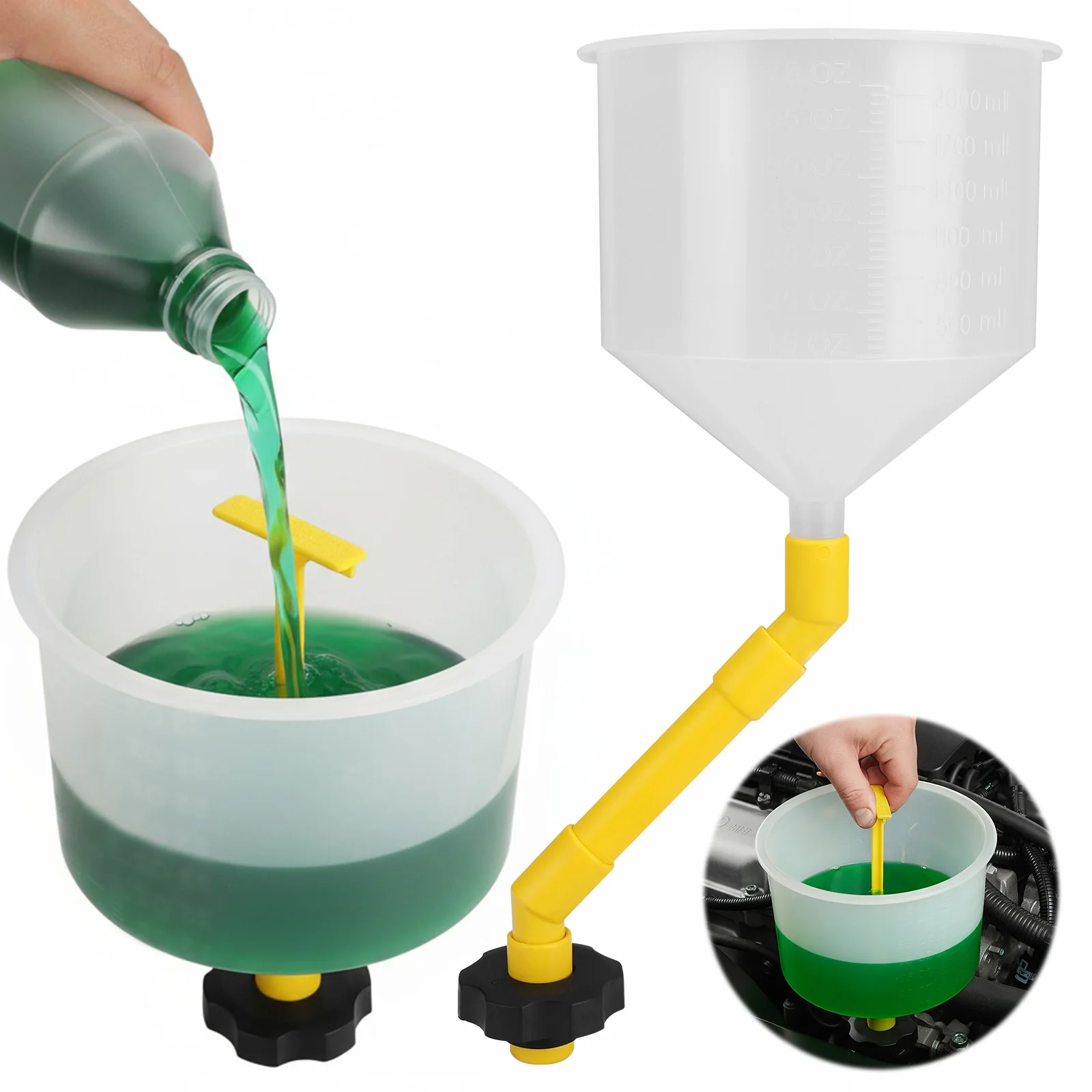 15 PCS Spill Free Vehicle Radiator Coolant Filling Funnel W/Adapters Spill Proof Auto Radiator Funnel for Most Vehicle Types