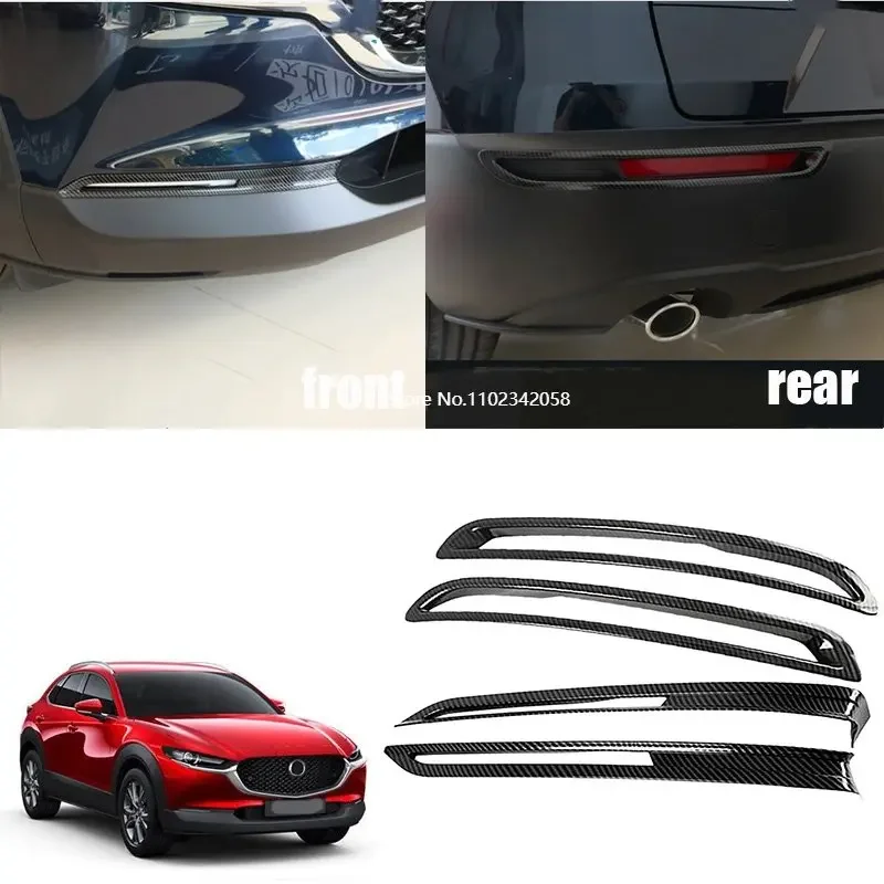 

For Mazda CX30 CX-30 2020 2021 ABS carbon Car Rear Fog Light Cover Trim Sticker Rear Bumper Decoration Lamp Accessories