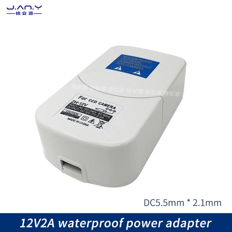 12V2A catu daya tahan air luar ruangan 24W adaptor trafo kamera pemantau kotak tahan hujan terpasang di dinding catu daya