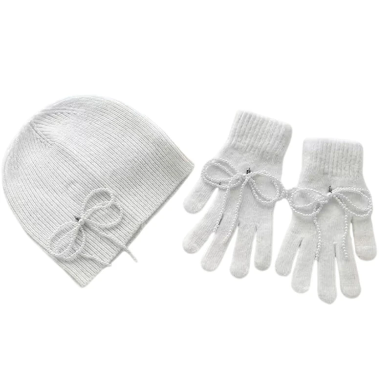 

Stylish Hat Gloves Set Warm Hat Outdoor Teens Streetwear Skull Caps for Ski Cycling Women Sports Hat Knit Winter Hat