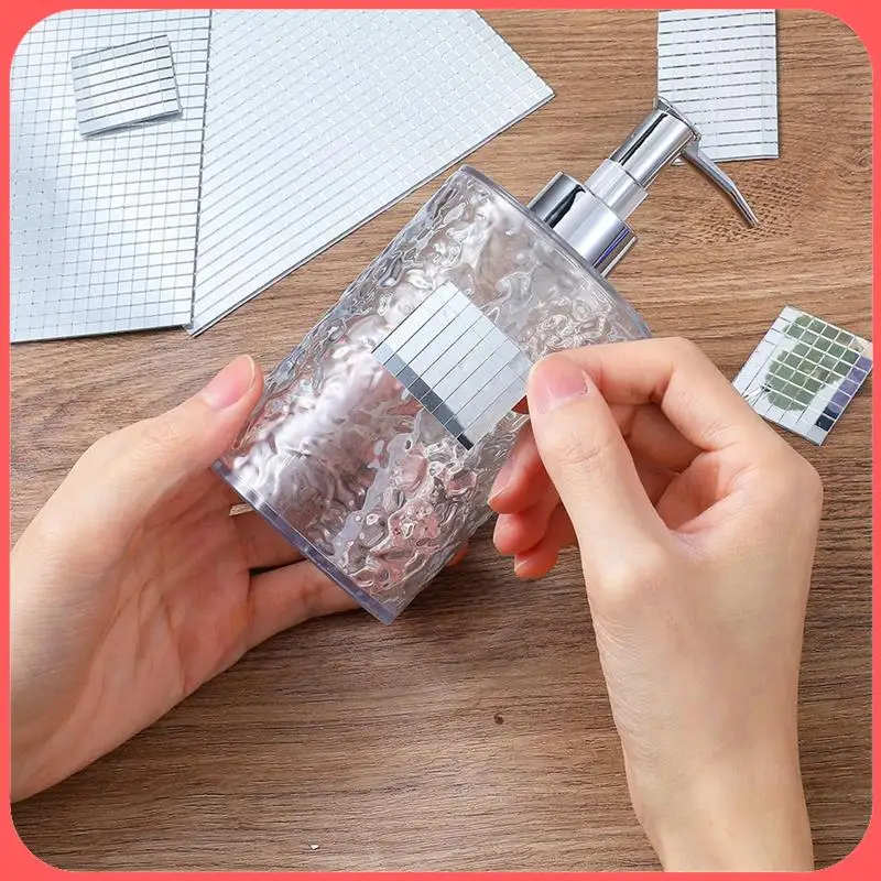 

AA89-6 Sheets Disco Tiles,Silver Mini Square Mirror Tiles Self Adhesive Mirror Mosaic Tiles Glass Disco Ball Tiles