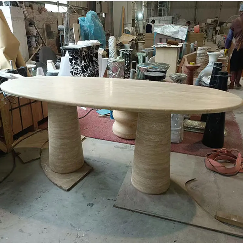 

New Arrival Nordic Oval Dining Table Natural Calacata Vioalr Marble Luxury Custom Size Dining Table for Dining Room Furniture