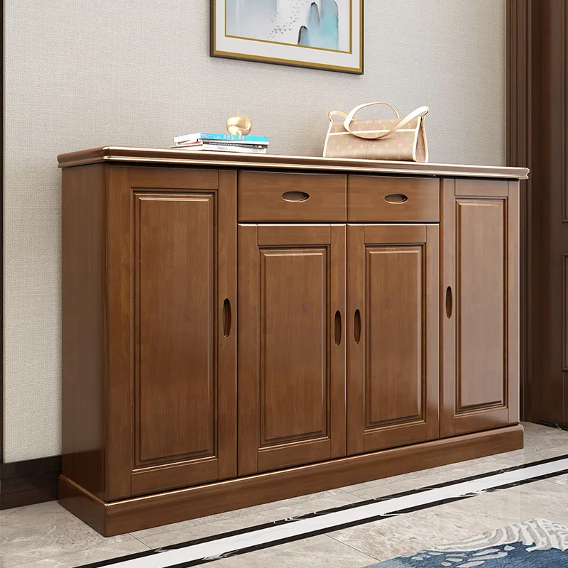 

Modern new Chinese-style all-solid wood oak two or four door shoe cabinets, large capacity for home door storage shoe rack
