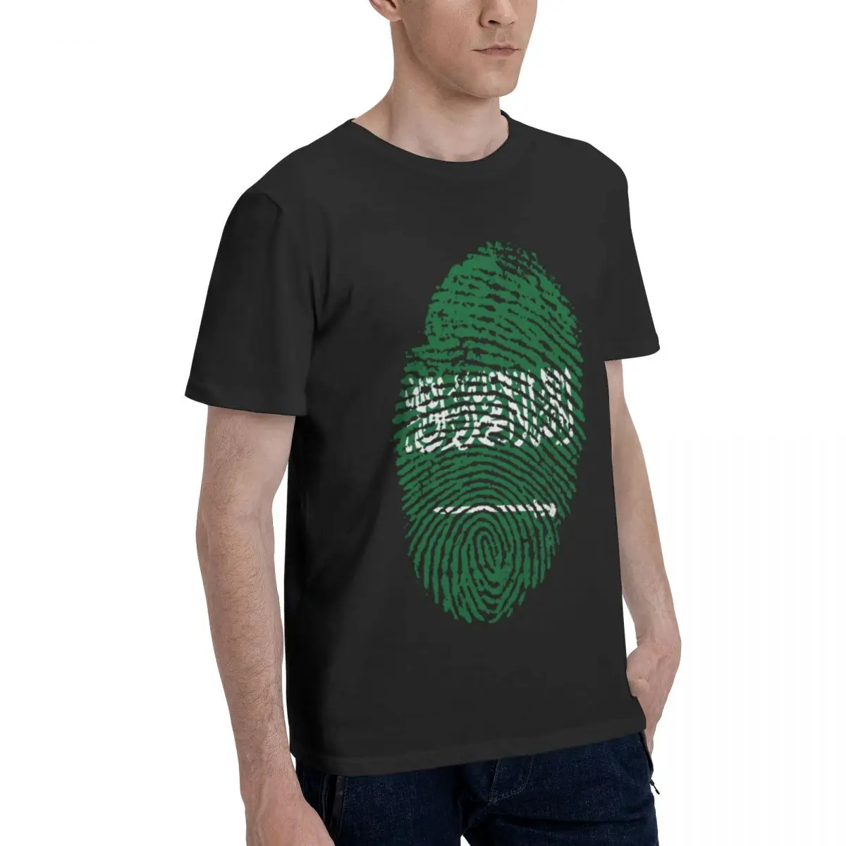 Men T Shirt Saudi Arabia Flag Fingerprint Idea Y2K Graphic Anime Unisex Clothes T Shirts