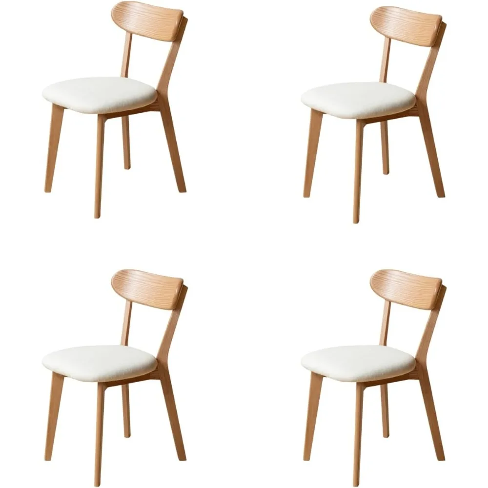 

100% Solid Wood Upholstered Dining Chairs, Mid Century Modern Oak Dining Chairs with Curved Back Design with Butterfly Wing Shap