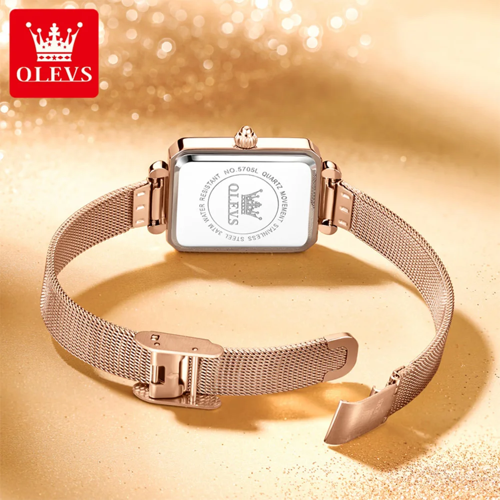OLEVS 5705 Original Quartz Movement Women Watch Timekeeping Milanese Strap Dazzling Stardust Dial 30 Daily Waterproof Watch
