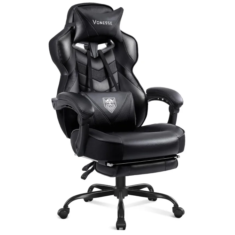Gaming Chair, High Back Office Chair with Footrest and Massage, Gaming Chairs for Adults with Pocket Spring Cushion
